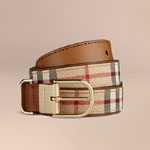 Burberry Horseferry Check and Leather Belt Honey tan 39353671