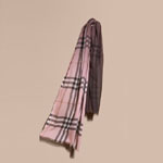 Burberry Ombre Check Lightweight Wool Silk Scarf Ash Rose 40196131