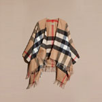 Burberry Check Cashmere and Wool Poncho Camel 40226861