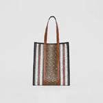 Burberry Monogram Stripe E-canvas Portrait Tote Bag 80214861