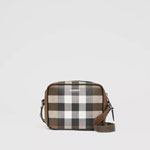 Burberry Check Print Leather Crossbody Bag in Dark Birch Brown 80353251