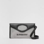 Burberry Canvas and Leather Foldover Pocket Bag in Black 80395061