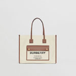 Burberry Medium Two tone Canvas and Leather Freya Tote 80441291