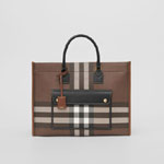 Burberry Check and Leather Medium Freya Tote Brown 80523311