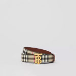 Burberry Reversible Vintage Check and Leather TB Belt 80524831