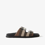 Burberry Cut-out Detail Check Cotton Canvas Slides 80648091