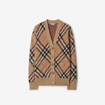 Burberry Check Wool Blend Cardigan in Sand 80934911