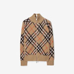 Burberry Check Wool Blend Track Jacket in Sand 80949751