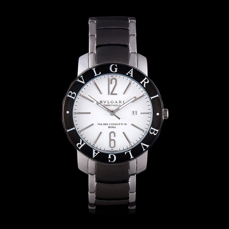 Bvlgari Bvlgari 42mm White Dial Stainless Steel Case Black Bezel Two Tone Steel Bracelet BV5811: Image 1