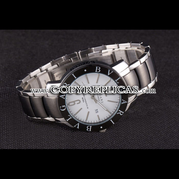 Bvlgari Bvlgari 42mm White Dial Stainless Steel Case Black Bezel Two Tone Steel Bracelet BV5811: Image 2