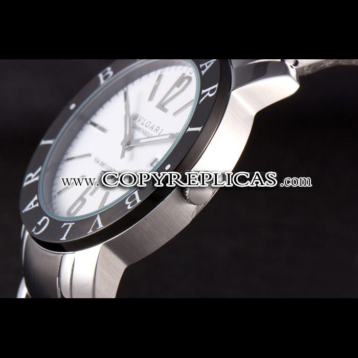 Bvlgari Bvlgari 42mm White Dial Stainless Steel Case Black Bezel Two Tone Steel Bracelet BV5811: Image 3