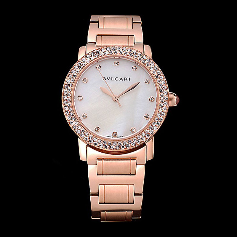 Bvlgari Solotempo White Dial Diamond Bezel Rose Gold Case And Bracelet BV5819: Image 1