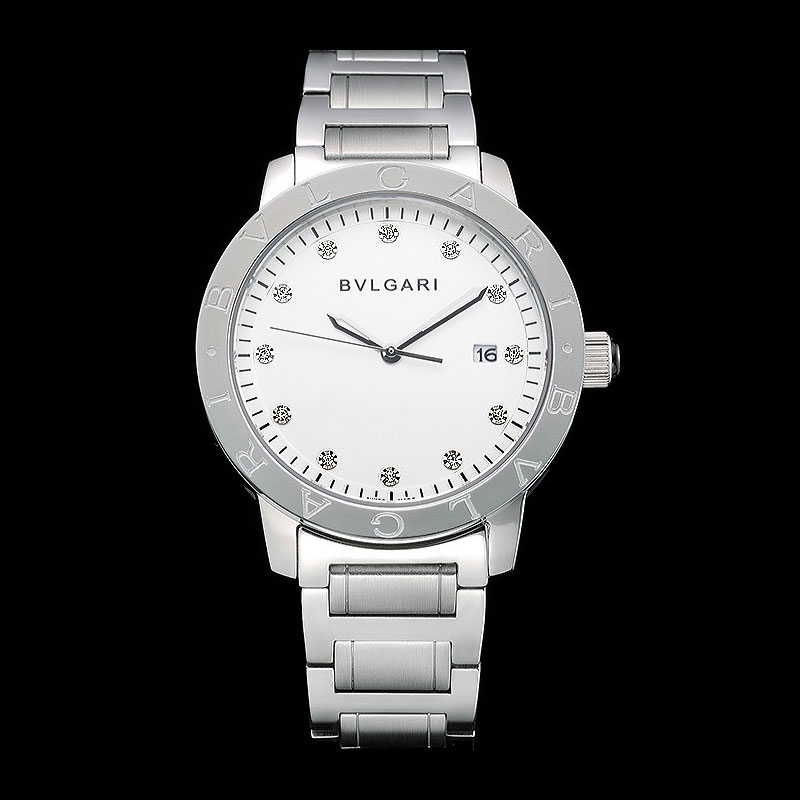 Bvlgari Solotempo White Dial With Diamonds Stainless Steel Case And Bracelet BV5842: Image 1