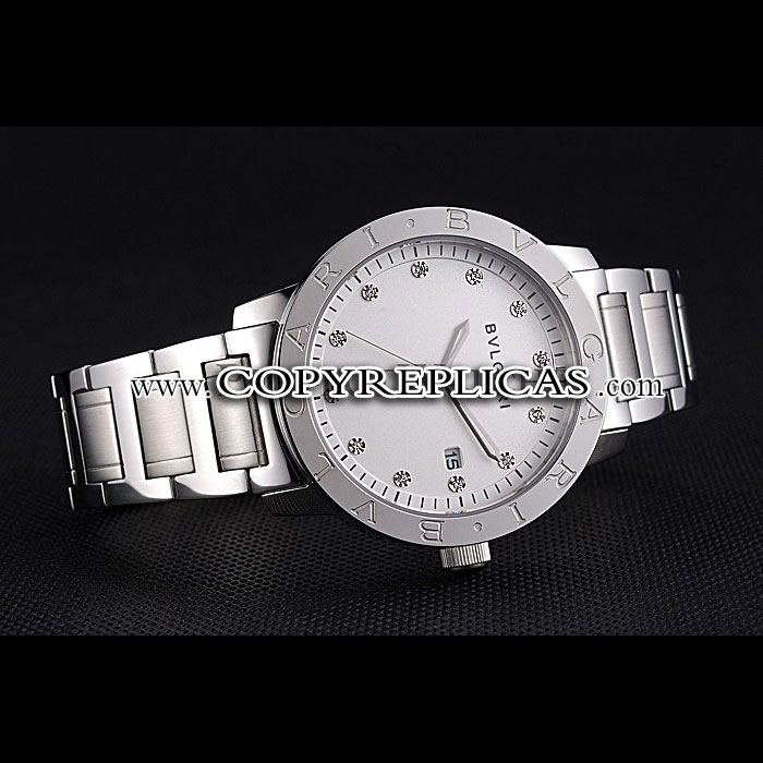 Bvlgari Solotempo White Dial With Diamonds Stainless Steel Case And Bracelet BV5842: Image 2