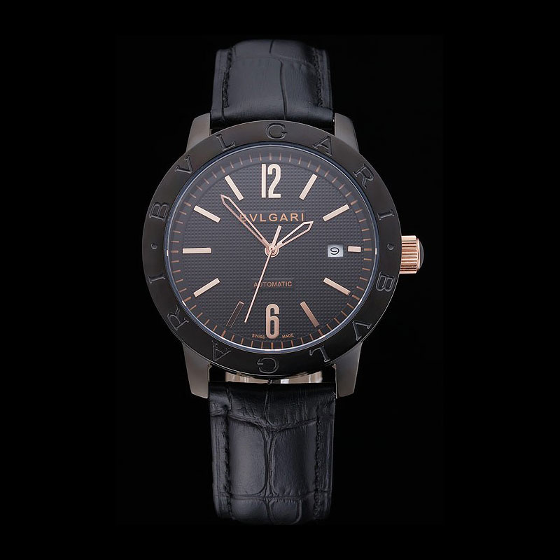 Bvlgari Novelties Black Dial Black Case Black Leather Strap BV5846: Image 1