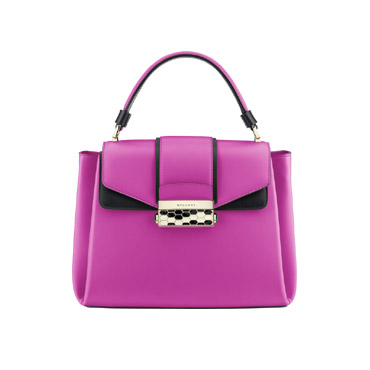 Bvlgari Top handle bag Serpenti Viper in orchid amethyst and black smooth calf 282329