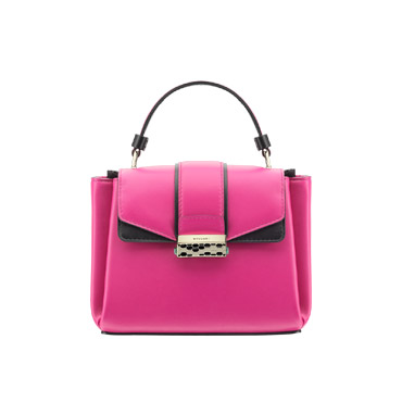 Bvlgari Serpenti Viper Top handle bag in pink spinel black smooth calf leather 282337