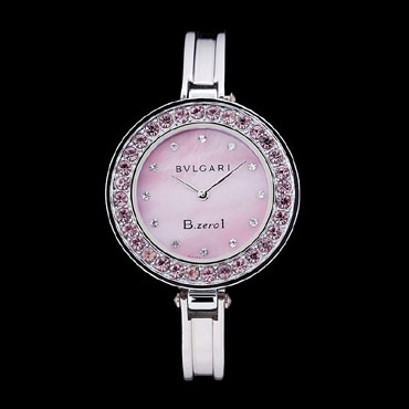 Bvlgari B-ZERO1 30mm Pink Dial Stainless Steel Case With Pink Crystals Steel Bracelet BV5815