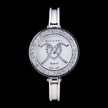 Bvlgari B-ZERO1 30mm White Dial With Model Steel Case With Diamonds Steel Bracelet BV5822