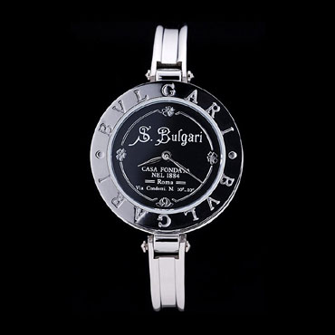 Bvlgari B-ZERO1 30mm Black Engraved Dial Steel Case Black Bezel Steel Bracelet BV5823