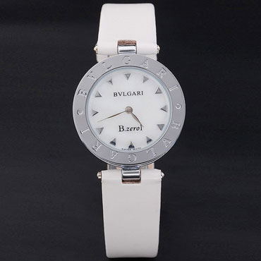 Bvlgari B-ZERO1 25mm White Dial Stainless Steel Case And Bezel White Leather Bracelet BV5853