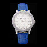 Bvlgari Novelties White Dial Silver Case Blue Leather Strap BV5843