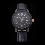 Bvlgari Novelties Black Dial Black Case Black Leather Strap BV5846