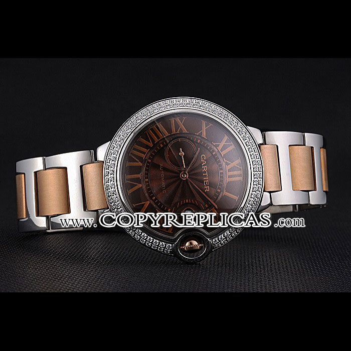 Swiss Cartier Ballon Bleu Diamond Case Brown Dial Two Tone Bracelet CTR5915: Image 2