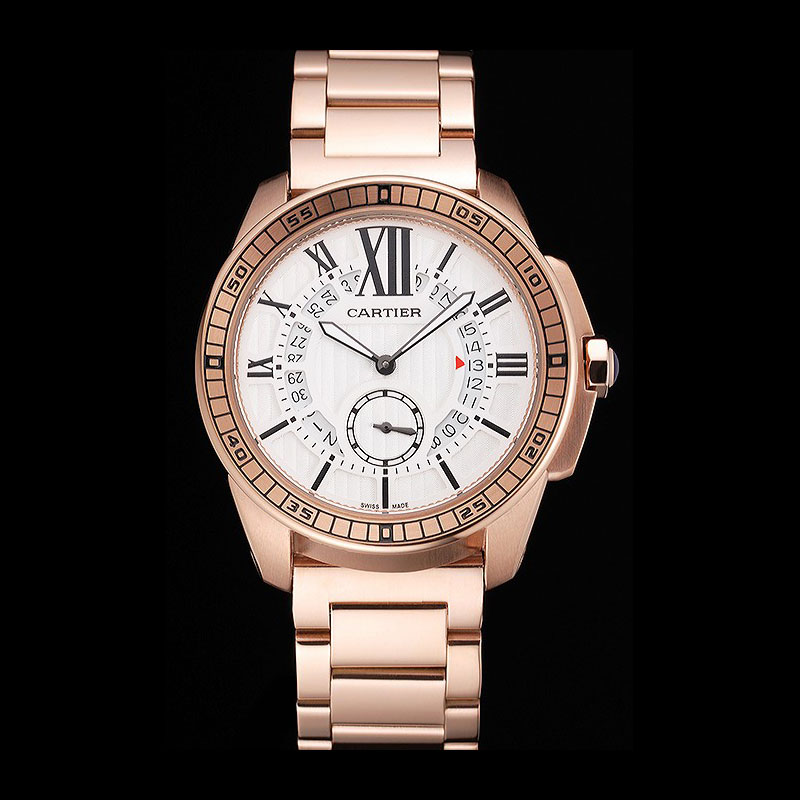 Cartier Calibre De Cartier Small Seconds White Dial Rose Gold Case And Bracelet CTR5924: Image 1