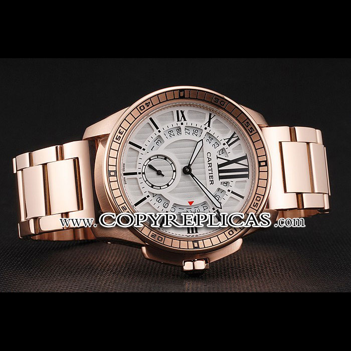 Cartier Calibre De Cartier Small Seconds White Dial Rose Gold Case And Bracelet CTR5924: Image 2