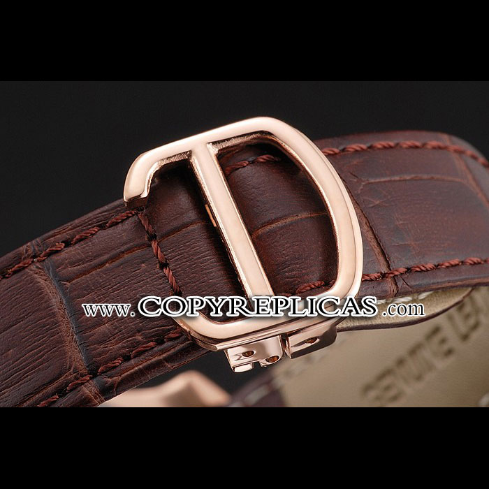 Cartier Calibre De Cartier Small Seconds White Dial Rose Gold Case Brown Leather Strap CTR5930: Image 3