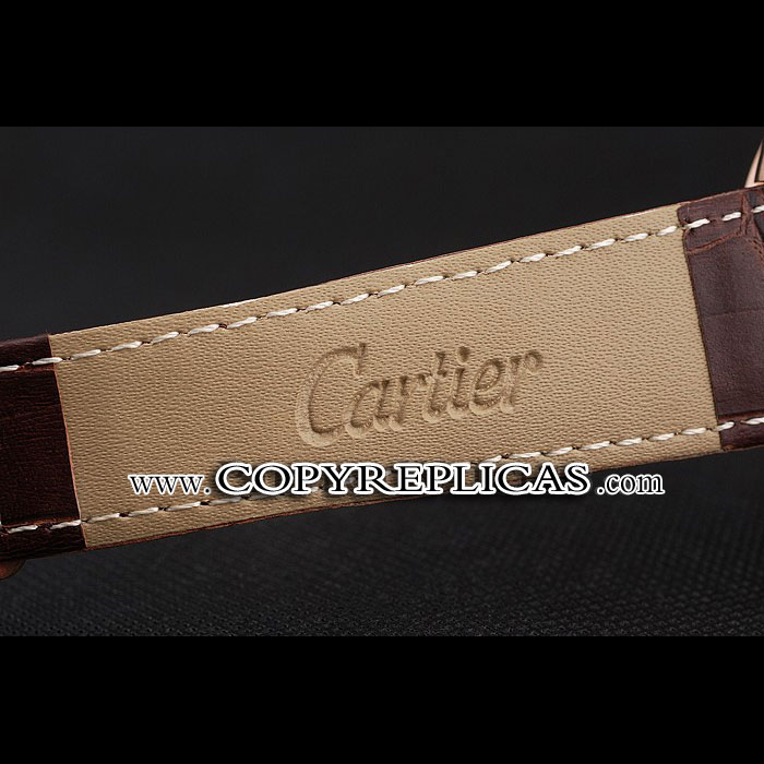 Cartier Calibre De Cartier Small Seconds White Dial Rose Gold Case Brown Leather Strap CTR5930: Image 4