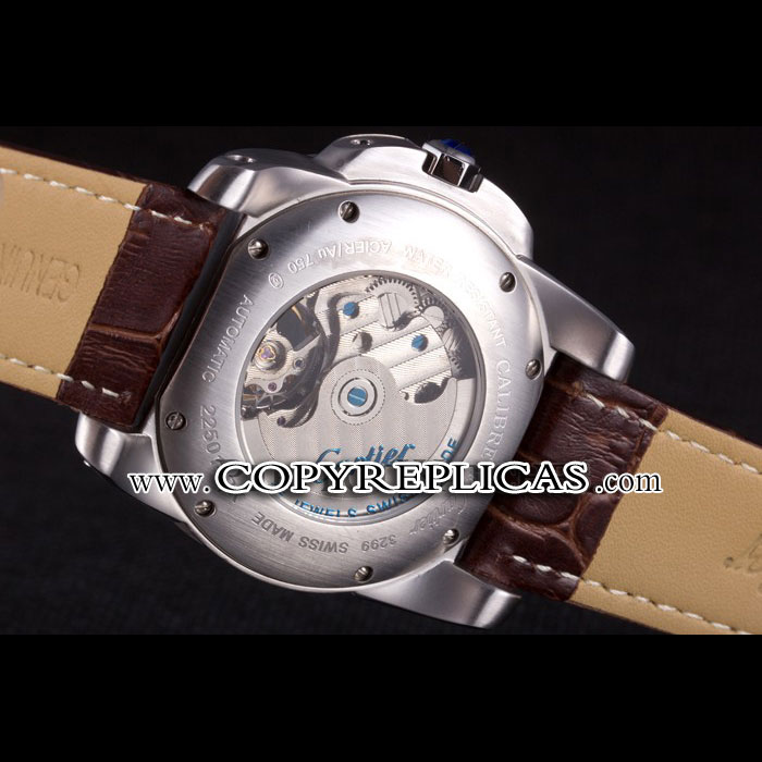 Cartier Calibre Flying Tourbillon White Dial Stainless Steel Case Brown Leather Bracelet CTR5935: Image 3