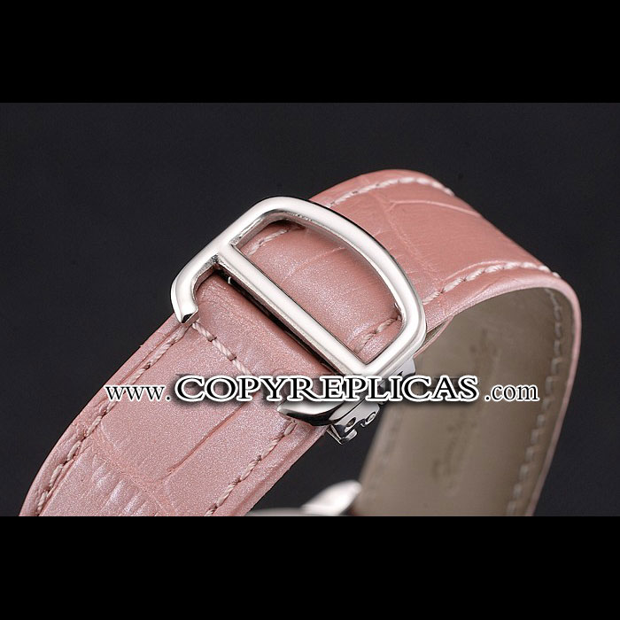 Cartier Ronde Louis Cartier White Dial Stainless Steel Diamond Bezel Pink Leather Strap CTR5973: Image 3