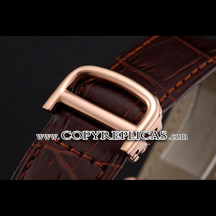 Cartier Ronde Solo Brown Dial Diamond Hour Marks And Bezel Rose Gold Leather Strap CTR5990: Image 3