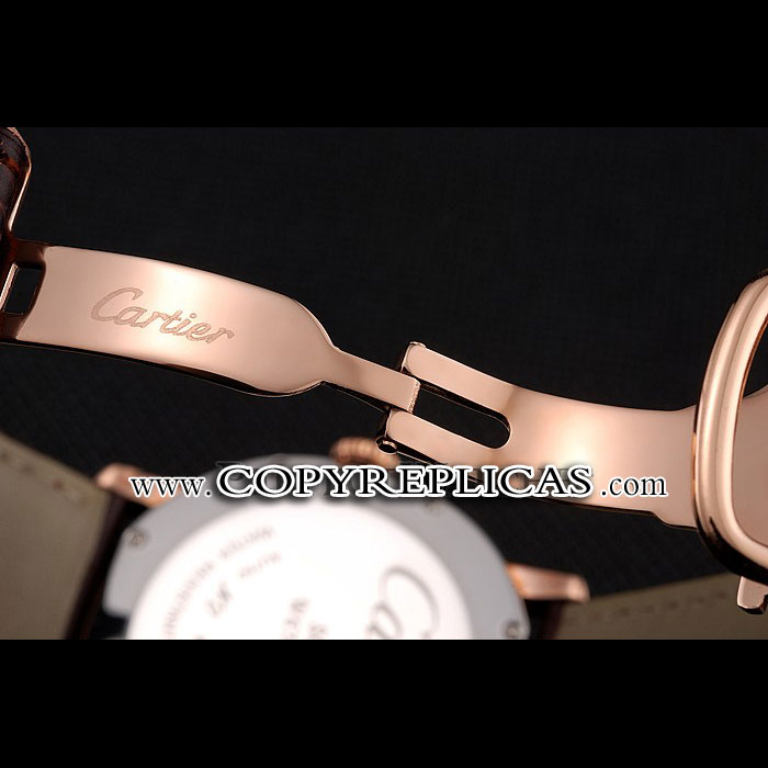 Cartier Ronde Solo Brown Dial Diamond Hour Marks And Bezel Rose Gold Leather Strap CTR5990: Image 4