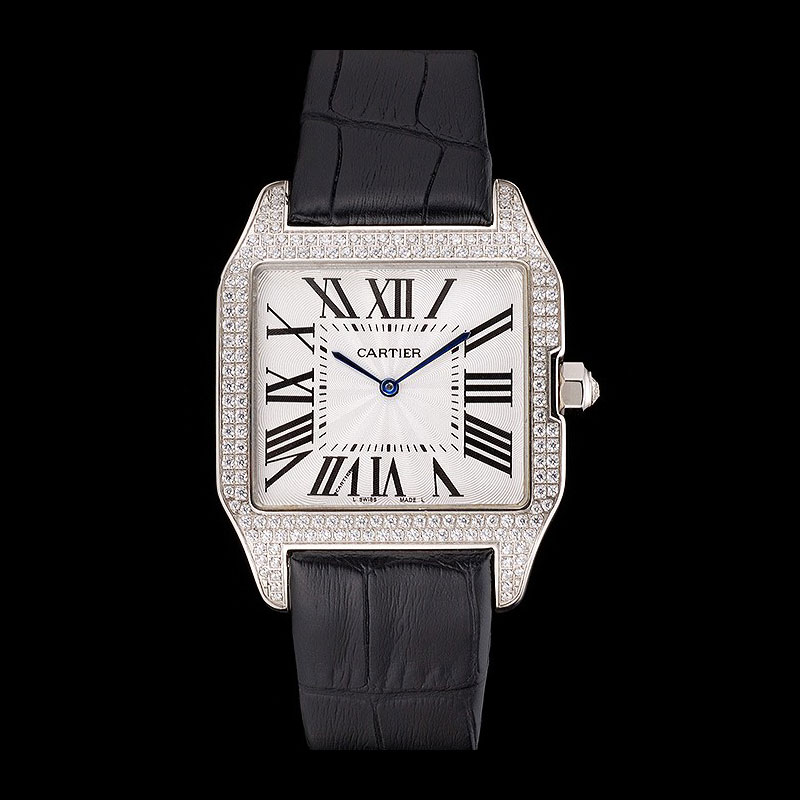 Cartier Santos 100 Diamond Silver Bezel CTR6047: Image 1