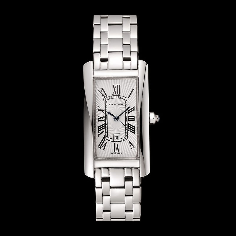 Cartier Tank Americaine 21mm White Dial Stainless Steel Case And Bracelet CTR6086: Image 1