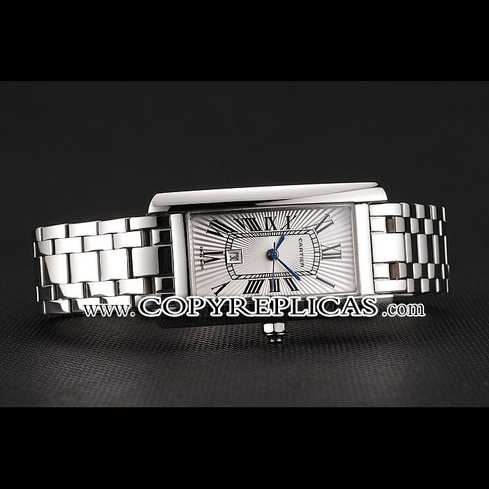 Cartier Tank Americaine 21mm White Dial Stainless Steel Case And Bracelet CTR6086: Image 2