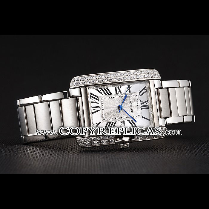 Cartier Tank Anglaise 30mm White Dial Diamonds Steel Case Stainless Steel Bracelet CTR6090: Image 2