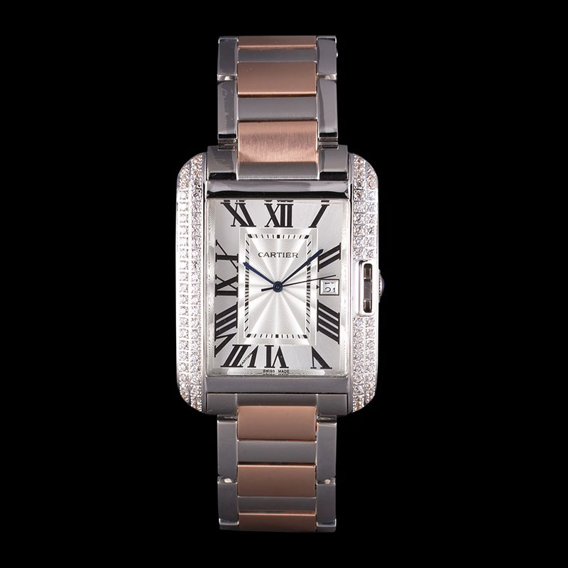 Cartier Tank Anglaise 36mm Silver Dial Diamonds Steel Case Two Tone Bracelet CTR6097: Image 1