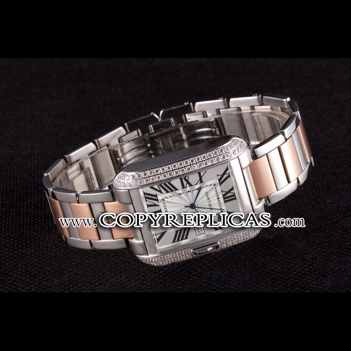 Cartier Tank Anglaise 36mm Silver Dial Diamonds Steel Case Two Tone Bracelet CTR6097: Image 2