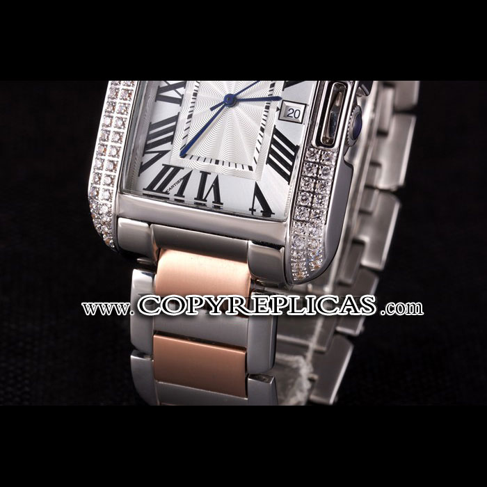 Cartier Tank Anglaise 36mm Silver Dial Diamonds Steel Case Two Tone Bracelet CTR6097: Image 3