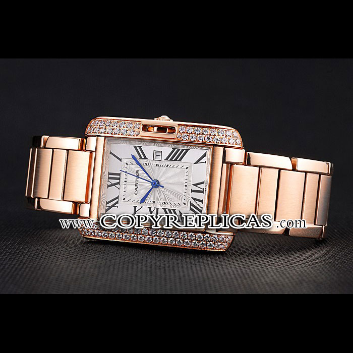 Cartier Tank Anglaise 30mm White Dial Diamonds Rose Gold Case Rose Gold Bracelet CTR6099: Image 2