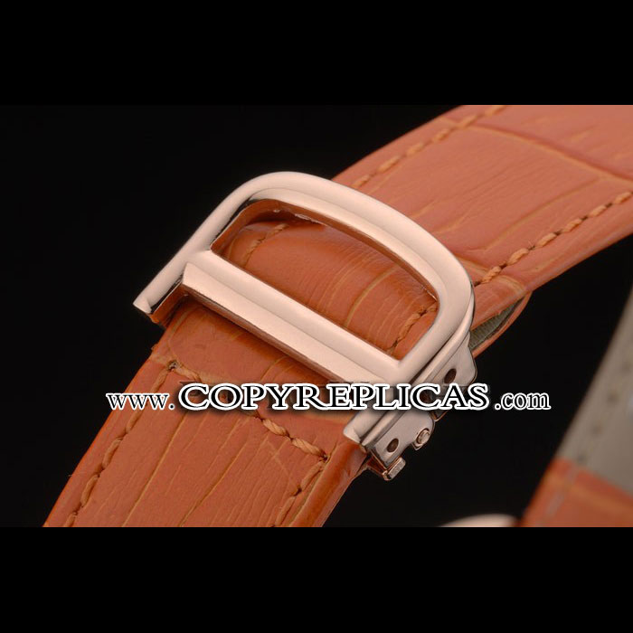 Cartier Tank Anglaise 30mm White Dial Diamonds Gold Case Orange Leather Bracelet CTR6100: Image 3