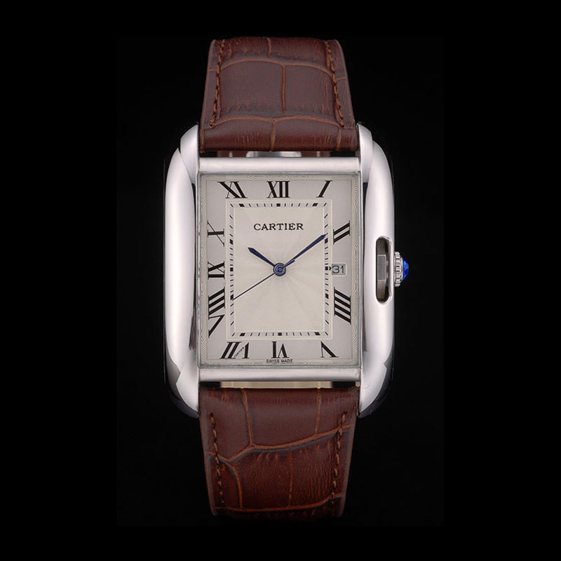 Cartier Tank Anglaise 36mm White Dial Stainless Steel Case Brown Leather Bracelet CTR6102: Image 1