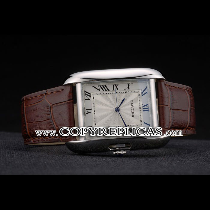 Cartier Tank Anglaise 36mm White Dial Stainless Steel Case Brown Leather Bracelet CTR6102: Image 2