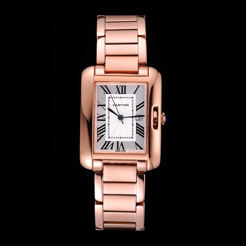 Cartier Tank Anglaise 30mm White Dial Rose Gold Case And Bracelet CTR6104: Image 1