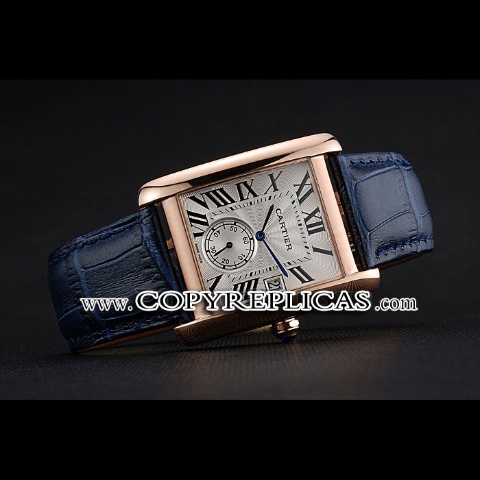 Cartier Tank MC White Dial Gold Case Blue Leather Strap CTR6126: Image 2