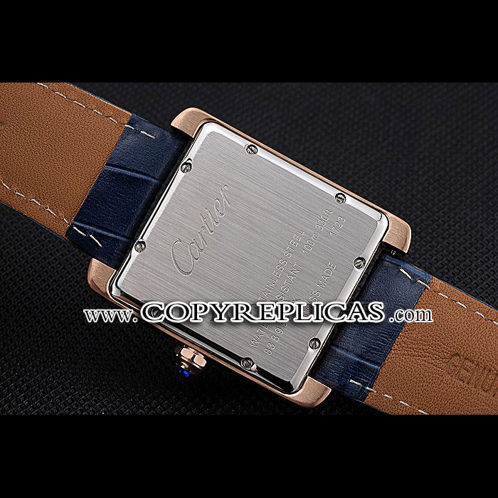 Cartier Tank MC White Dial Gold Case Blue Leather Strap CTR6126: Image 4